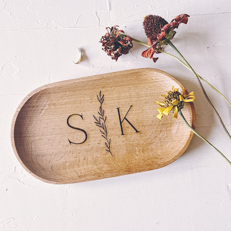 Wooden engraved Catch All Tray