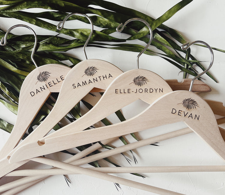 Custom Bridal Party Dress Hanger - Tropical Palm Leaf
