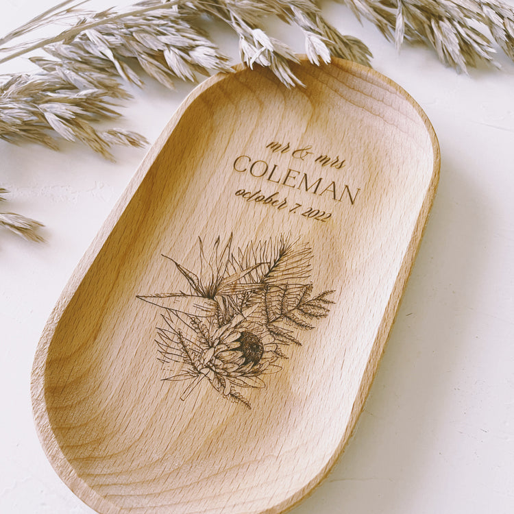 Wooden engraved Catch All Tray