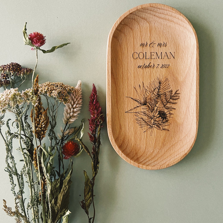 Wooden engraved Catch All Tray