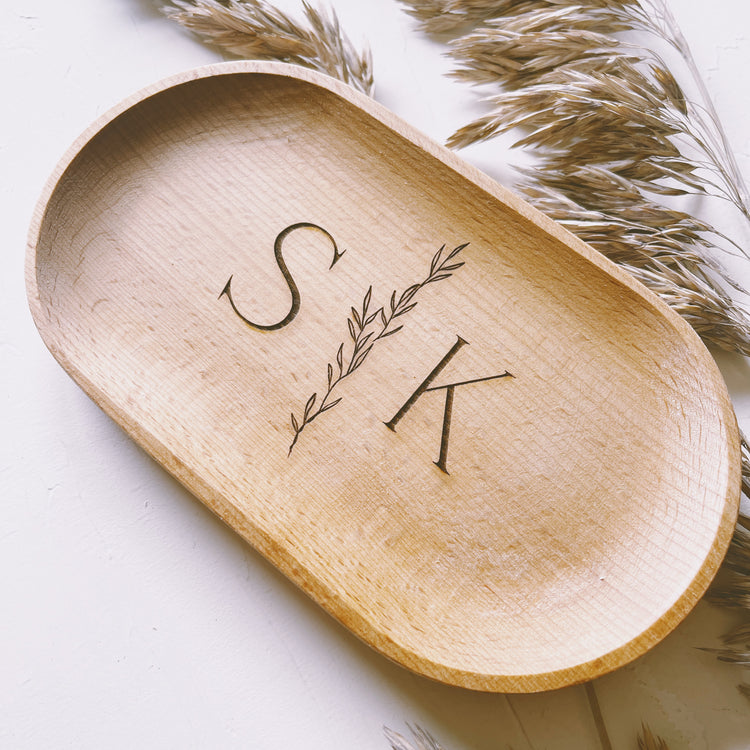 Wooden engraved Catch All Tray