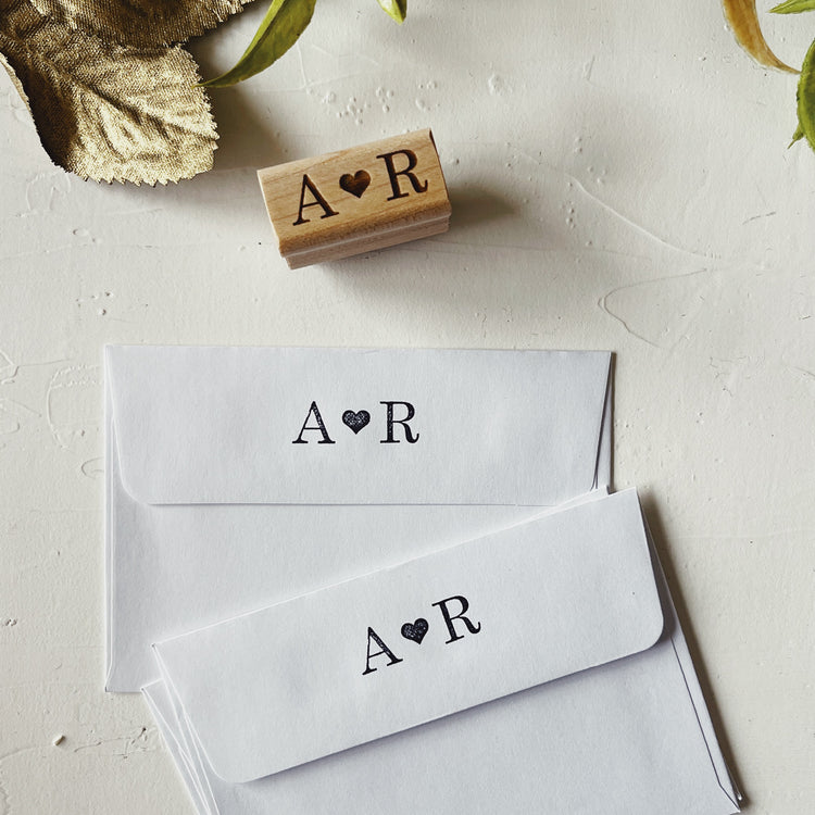 Custom Wedding Stamp - Initials with Heart