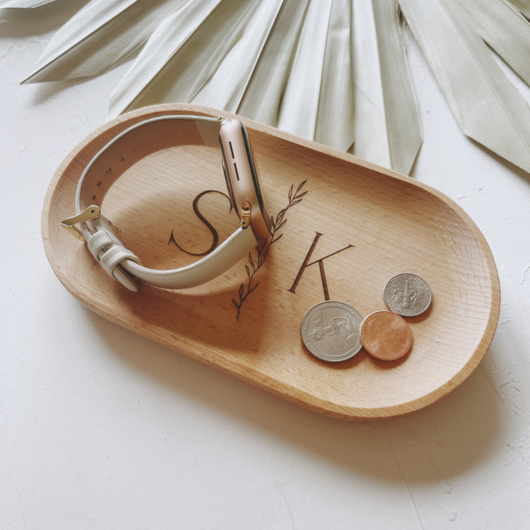 Wooden engraved Catch All Tray