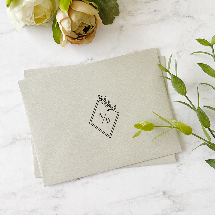 Custom Wedding Stamp - Diamond Shape with initials