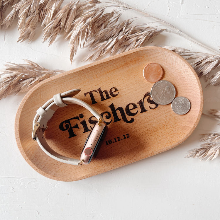 Wooden engraved Catch All Tray