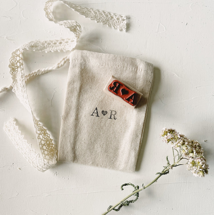Custom Wedding Stamp - Initials with Heart