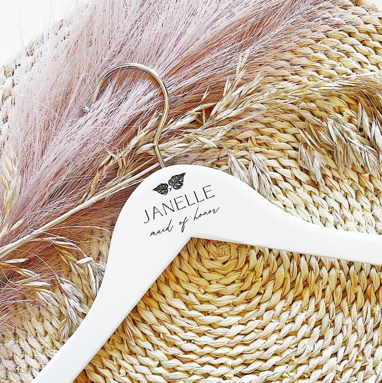 Custom Bridal Party Dress Hanger - Tropical Monstera Leaf