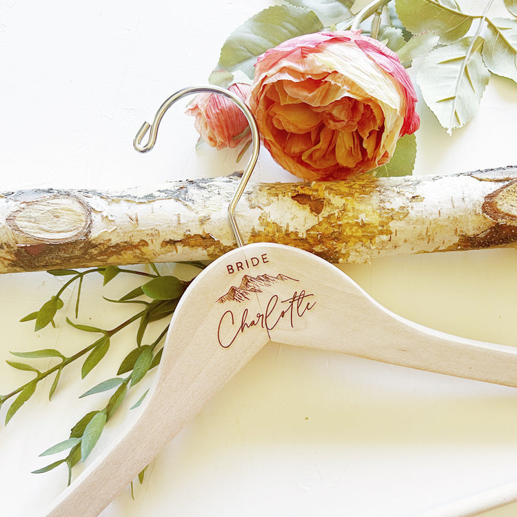 Bridal Dress Hanger - Rustic Mountain