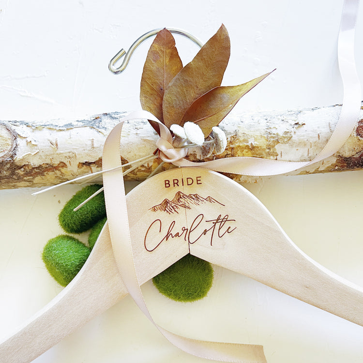 Bridal Dress Hanger - Rustic Mountain