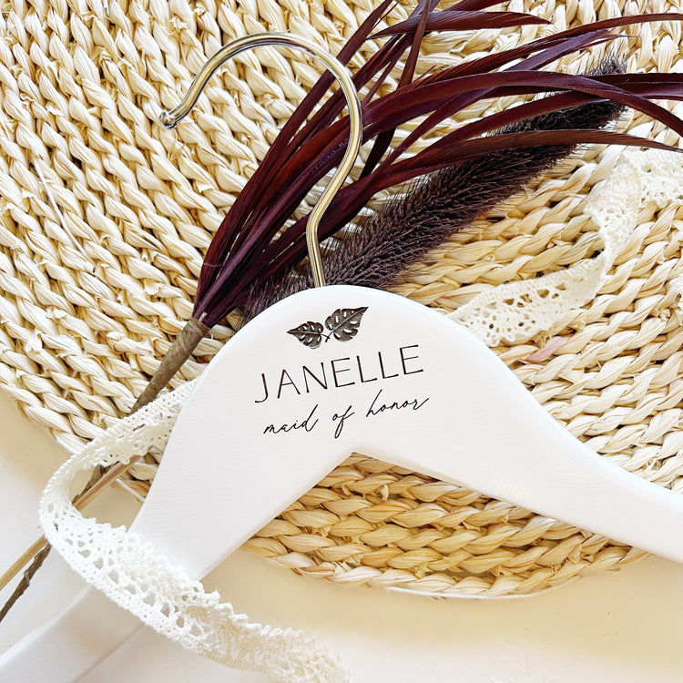 Custom Bridal Party Dress Hanger - Tropical Monstera Leaf