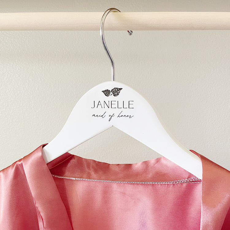 Custom Bridal Party Dress Hanger - Tropical Monstera Leaf