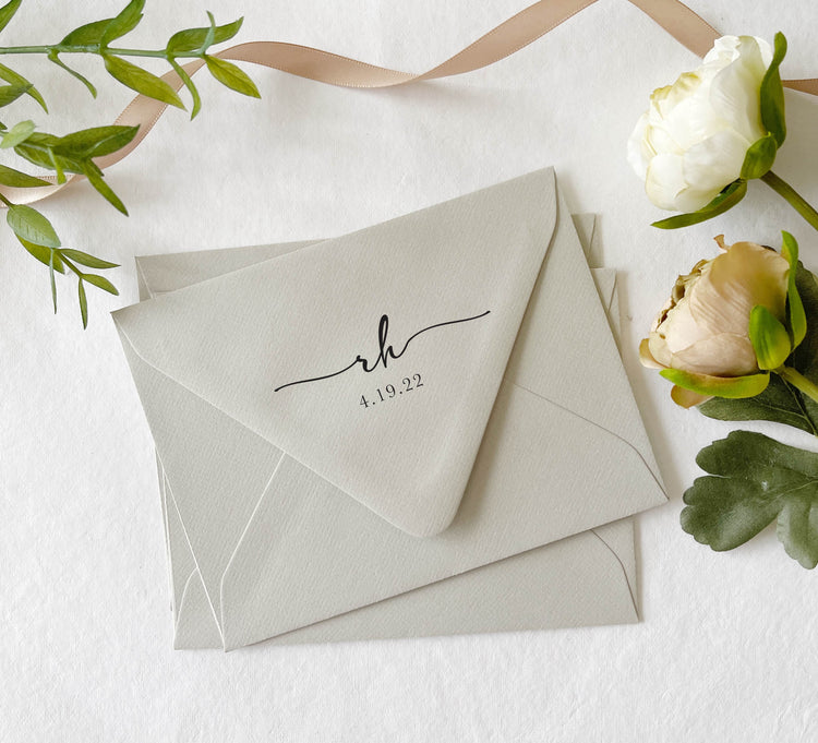 Custom Wedding Stamp - Modern initials with Date