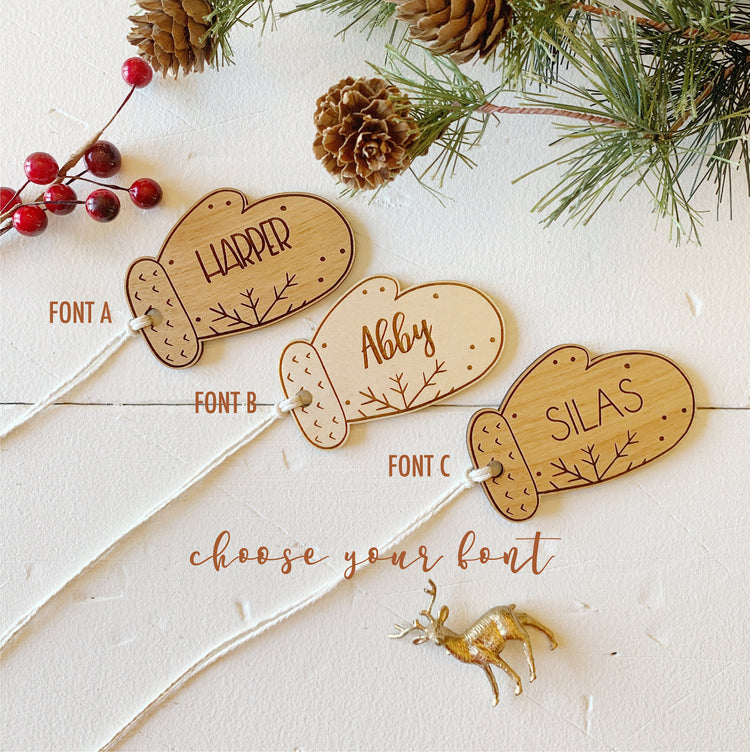 Mitten Shaped Stocking Tags