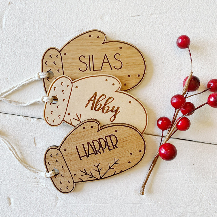 Mitten Shaped Stocking Tags