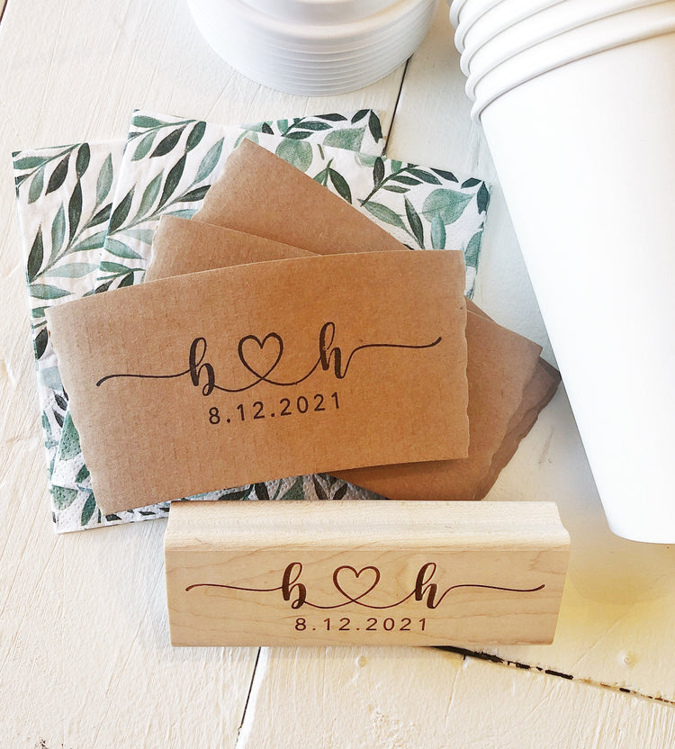 Custom Wedding Stamp - Script with heart