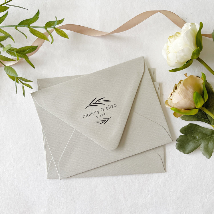 Custom Wedding Stamp - Leaf Stems