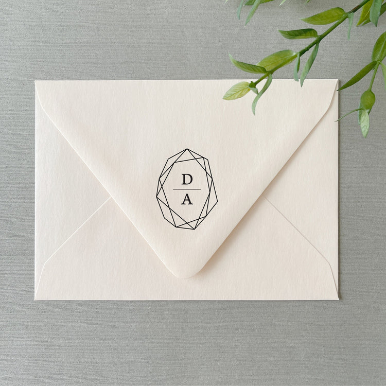 Custom Wedding Stamp - Geometric Diamond with initials