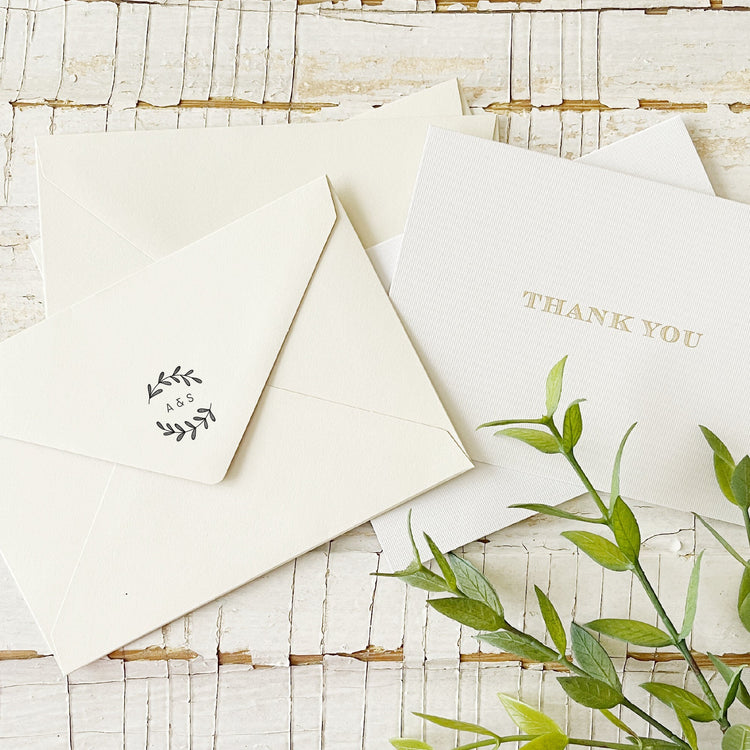 Custom Wedding Stamp - Laurel Wreath with Initials