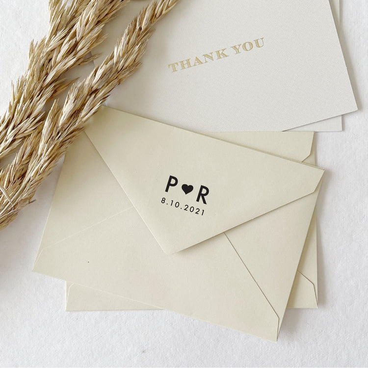 Custom Wedding Stamp - Initials with Heart and Date