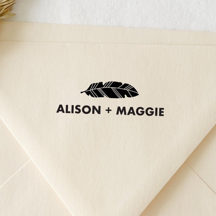Custom Wedding Stamp - Feather