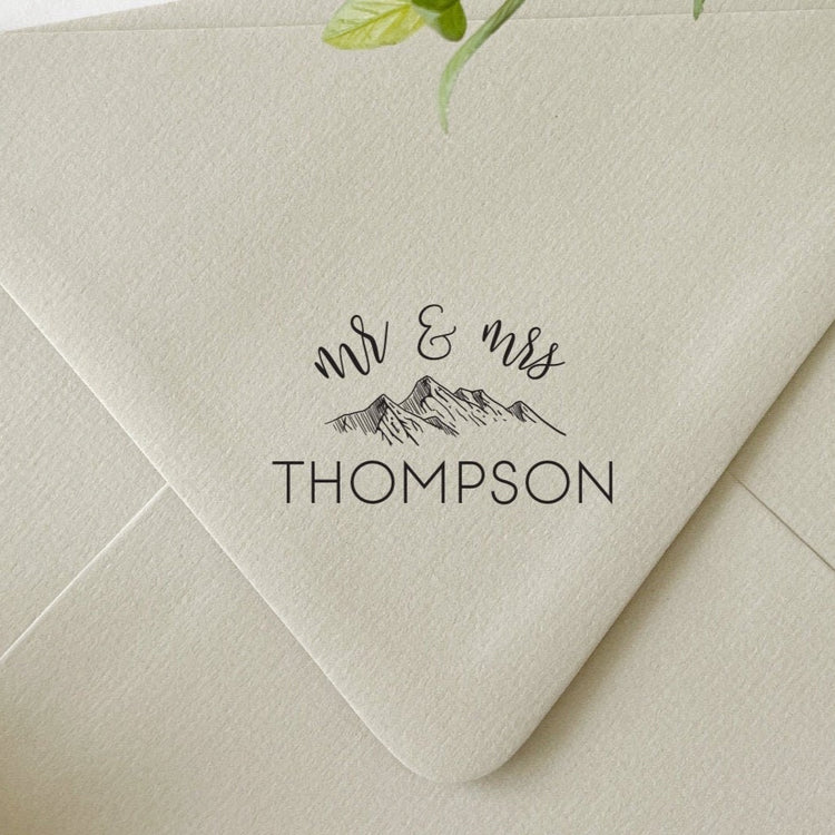 Custom Wedding Stamp - Rustic Mountains
