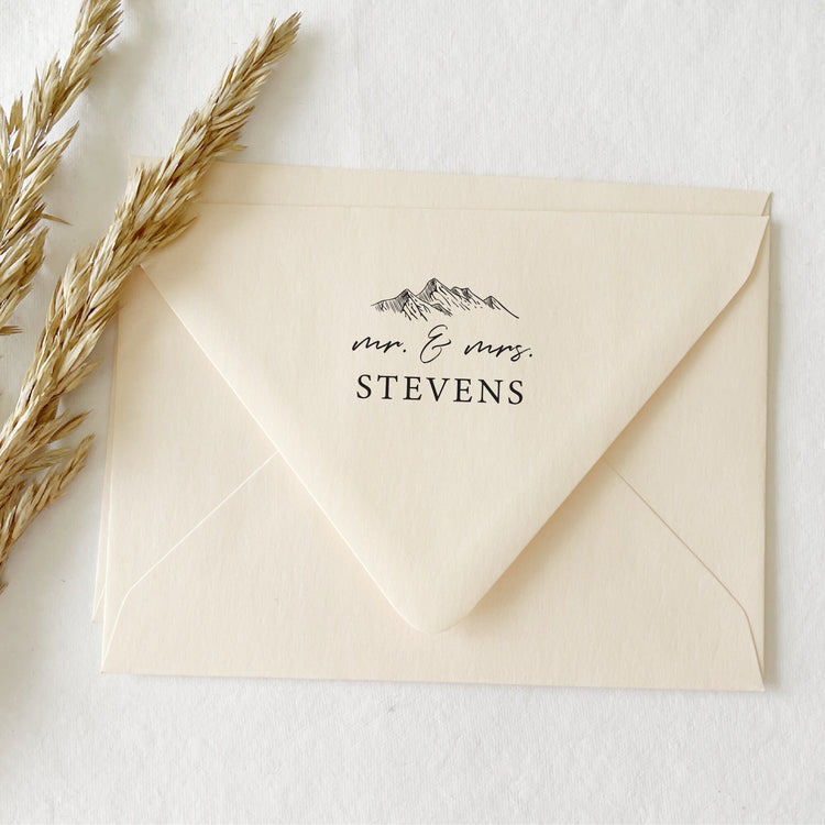 Custom Wedding Stamp - Mountain
