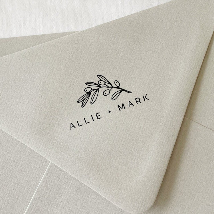 Custom Wedding Stamp - Olive Branch