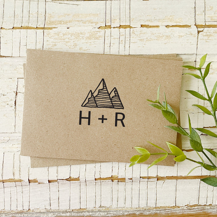 Custom Wedding Stamp - Mountain with initials