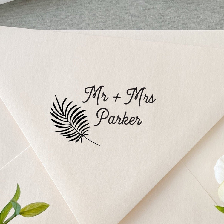 Custom Wedding Stamp - Palm Leaf