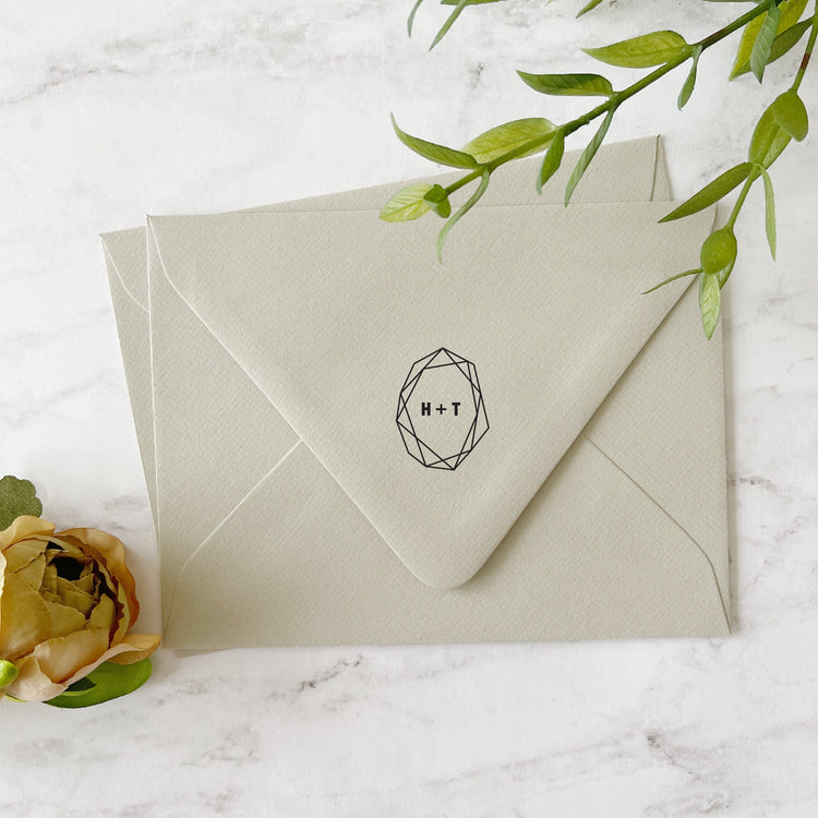 Custom Wedding Stamp - Geometric Diamond