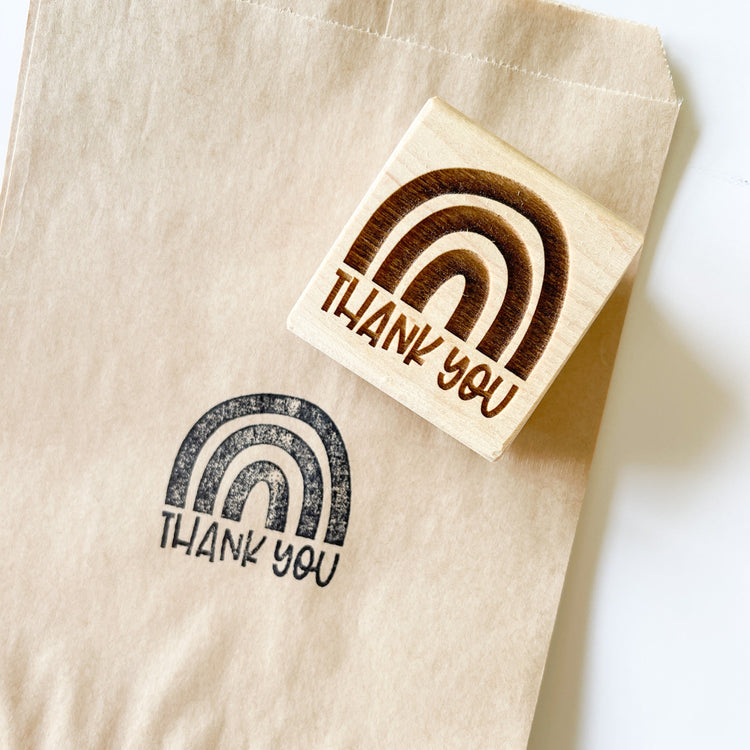Thank You Stamp. Packaging Logo Stamp. Rainbow Stamp. Small Business Thank You stamp. Stamp for boxes, fabric bags. Favor Stamp.