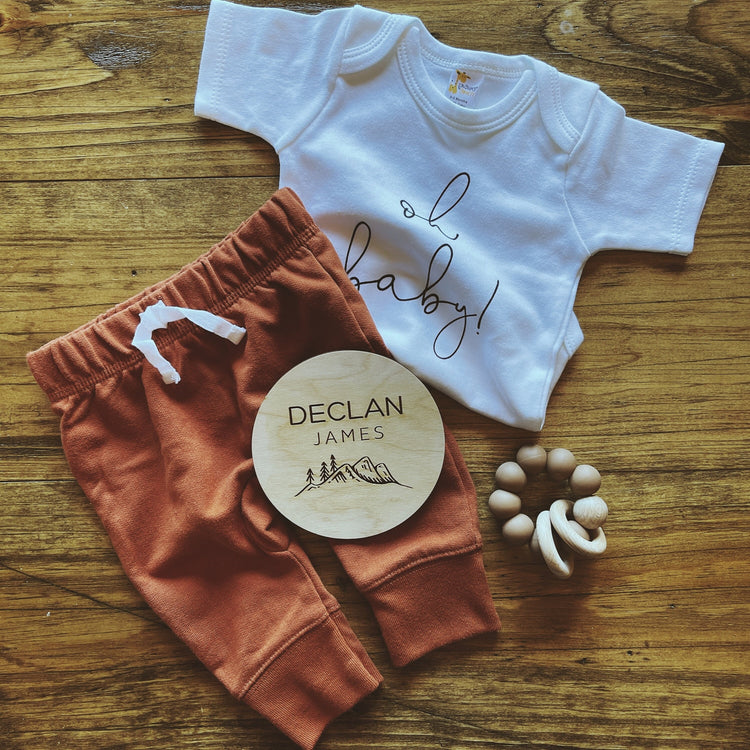 Rustic Mountain Baby Announcement Social Media Sign