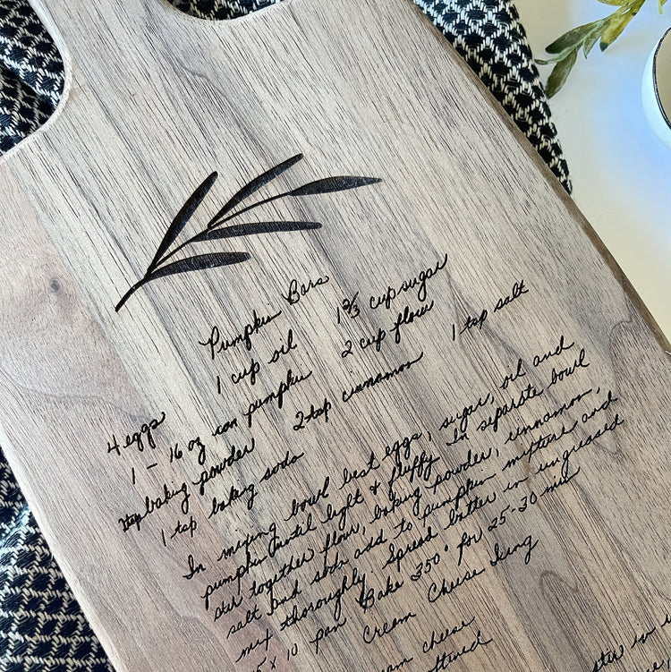 Recipe Cutting Board. Personalized Recipe Cutting Board. Custom Recipe Cutting Board Gift. Cutting Board with Handle. Charcuterie Board
