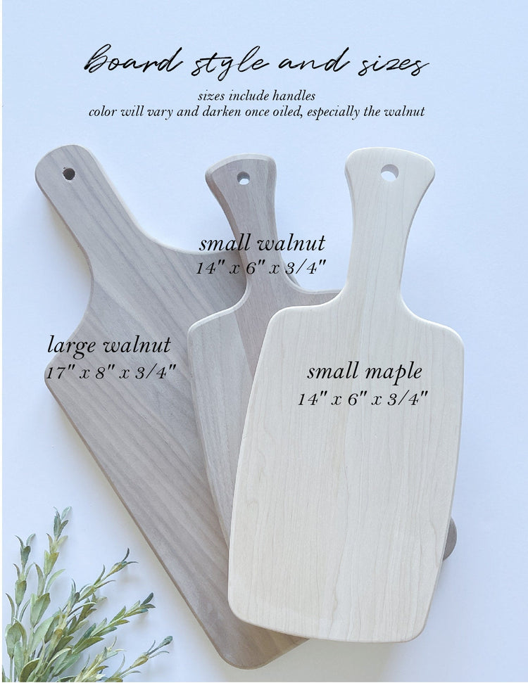 Recipe Cutting Board. Personalized Recipe Cutting Board. Custom Recipe Cutting Board Gift. Cutting Board with Handle. Charcuterie Board
