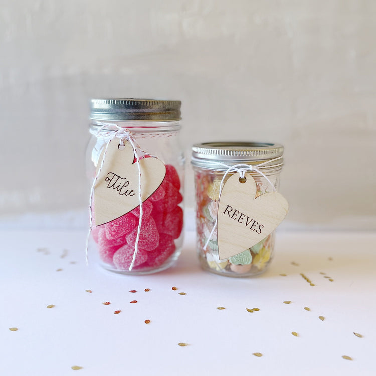 Heart Shaped Wooden Name Tags for Valentine's Day