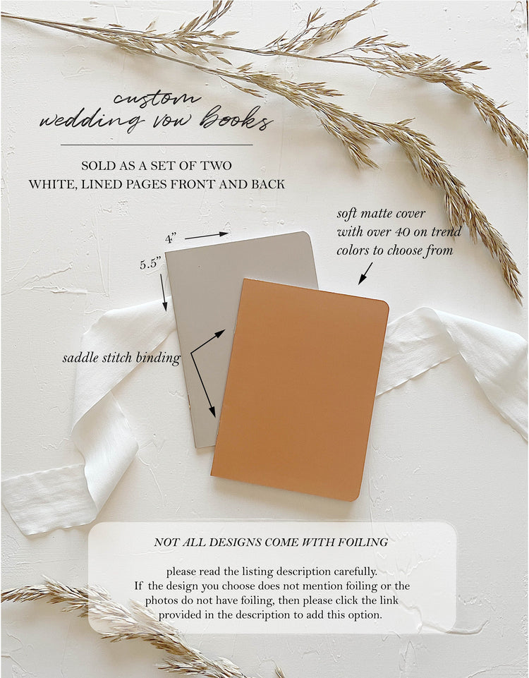 Wedding Vow Books Set of 2. Customized Wedding Vows keepsake. Wedding Vow Booklets. Bride and Groom Vows