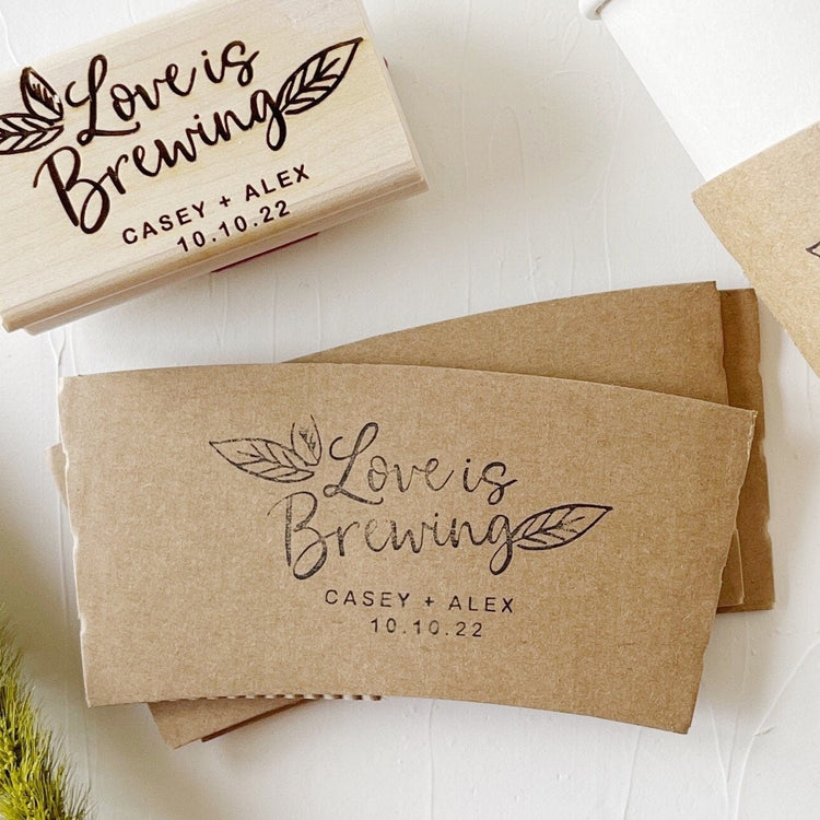 Custom Wedding Stamp - Love is brewing