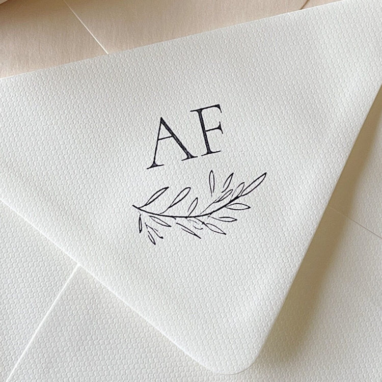 Custom Wedding Stamp - Laurel with initials