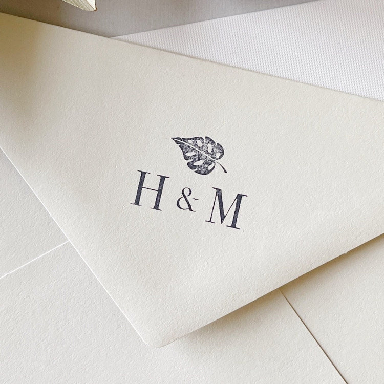 Custom Wedding Stamp - Monstera Leaf with initials