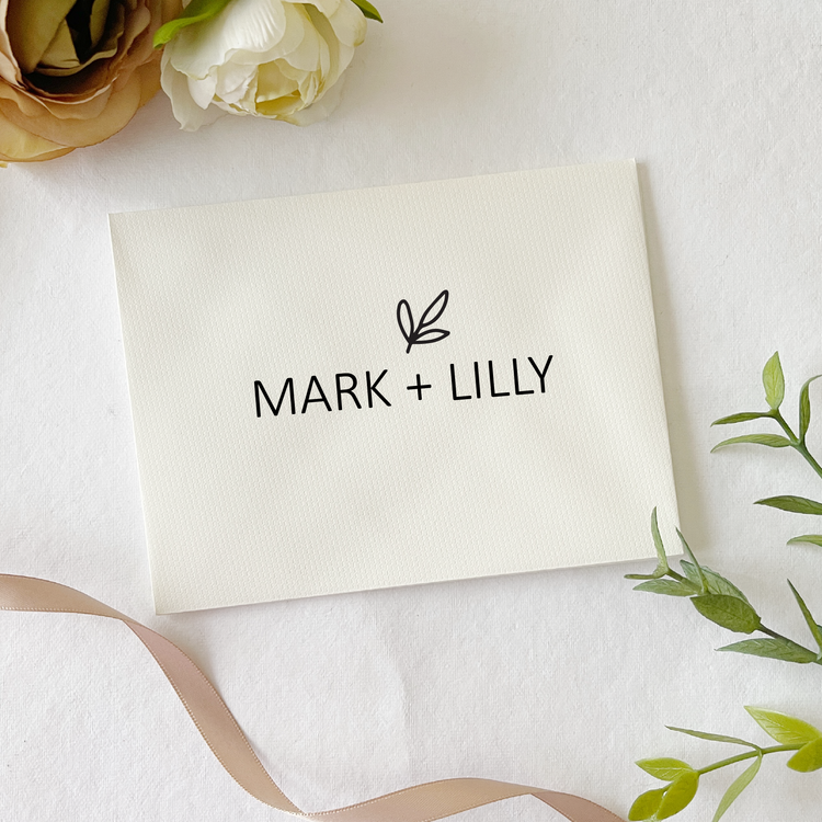 Custom Wedding Stamp - Names with Leaf