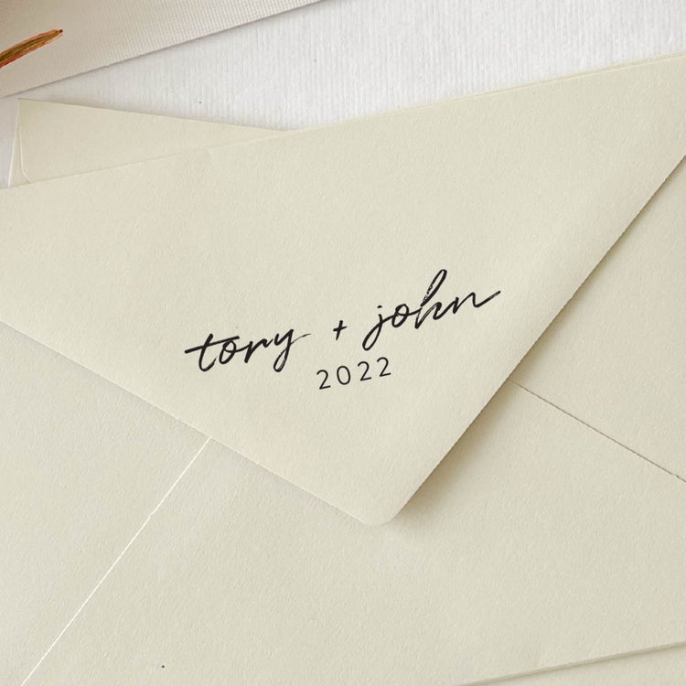Custom Wedding Stamp - Script Names with Year