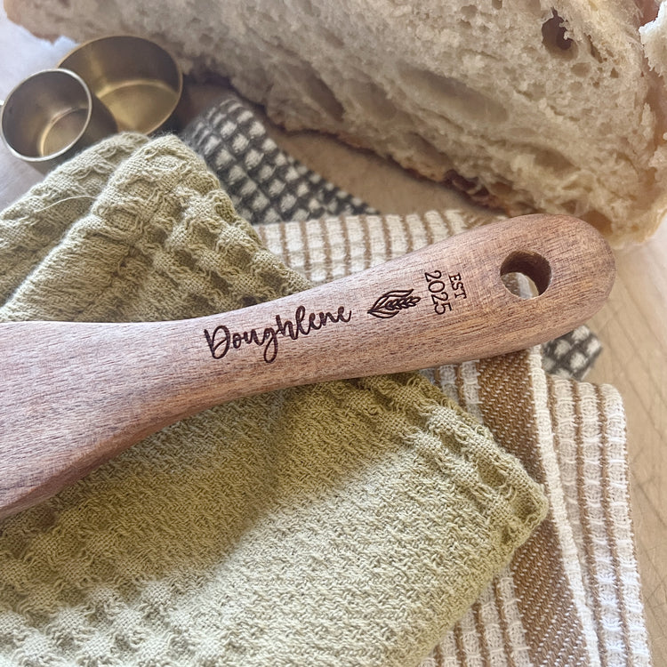 Sourdough Starter Name Engraved Wooden Spurtle. Personalized Wooden Spurtle. Sourdough Starter Name Gift. Bread Making Gift. Wooden Stir.