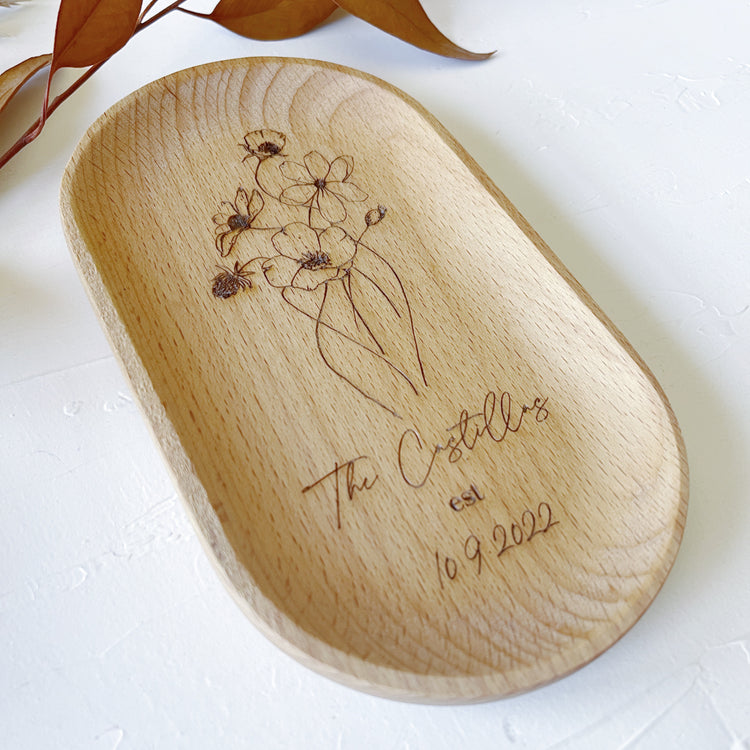 Wooden engraved Catch All Tray