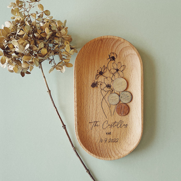 Wooden engraved Catch All Tray