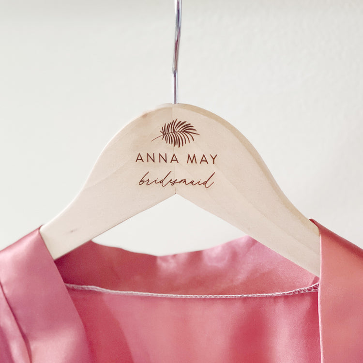 Custom Bridal Party Dress Hanger - Tropical Palm Leaf