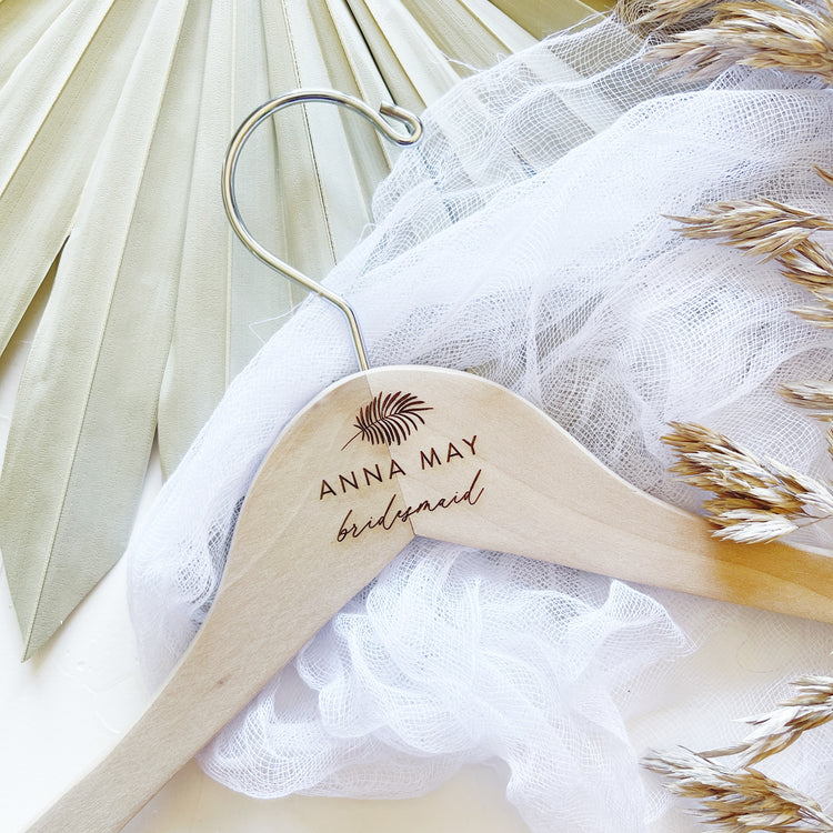 Custom Bridal Party Dress Hanger - Tropical Palm Leaf