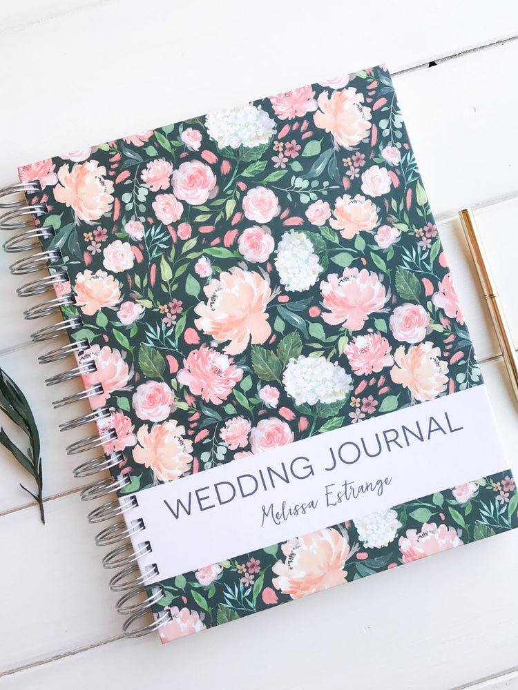 Customized Wedding Journal. Personalized Bride Gift. Bridal Shower Guest book. Wedding Memory Book. Custom Notebook Wedding Journal. Floral