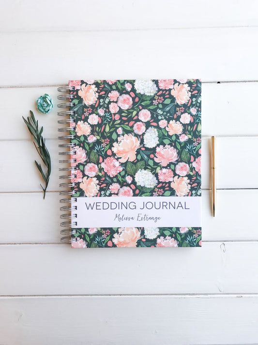 Customized Wedding Journal. Personalized Bride Gift. Bridal Shower Guest book. Wedding Memory Book. Custom Notebook Wedding Journal. Floral