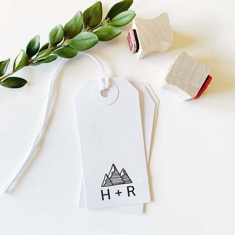Custom Wedding Stamp - Mountain with initials