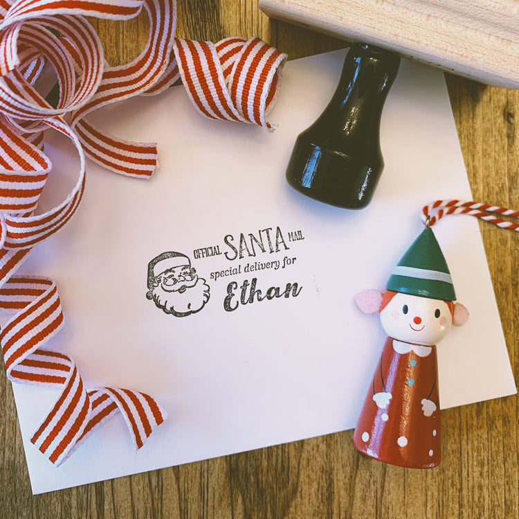Custom Santa Mail Stamp. Personalized Santa Mail North Pole Stamp. Wooden Custom Stamp Christmas Stamp. Personalized Gift